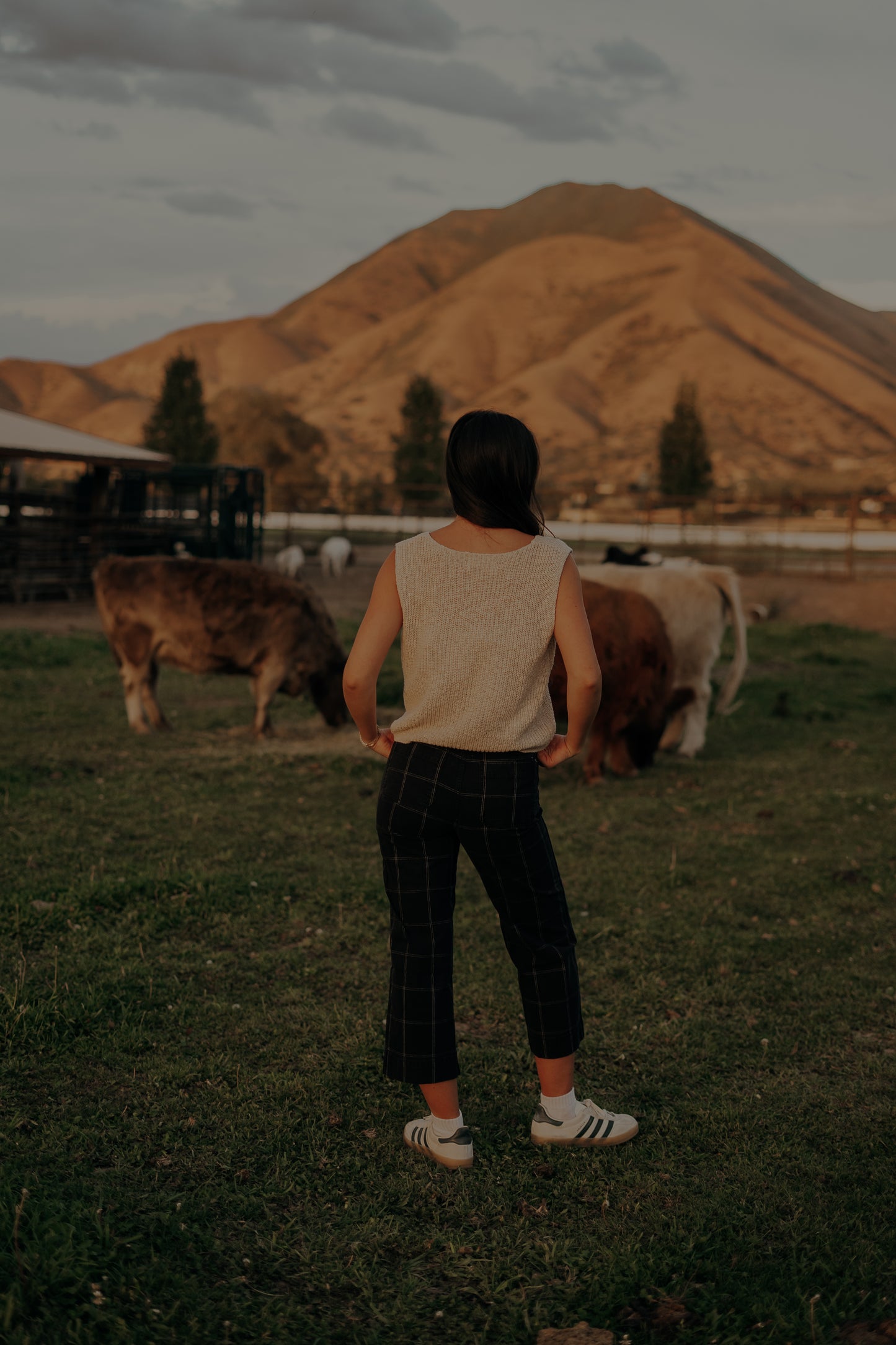 Short Sleeve Knit Sweater Cotton Acrylic V-Neck Vest Top