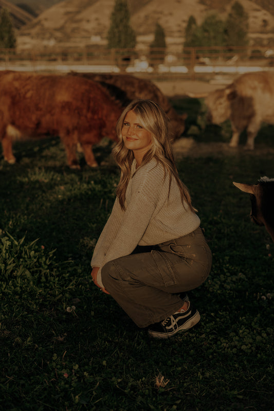 Knit Sweater Acrylic Ribbed Crew Neck Pullover