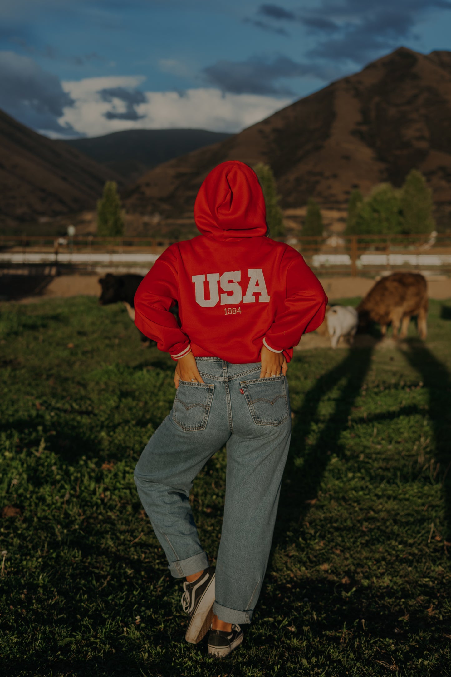 USA Red Print Hoodie