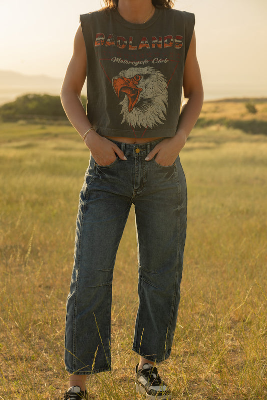 Mid Rise Wide Leg Barrel Jeans