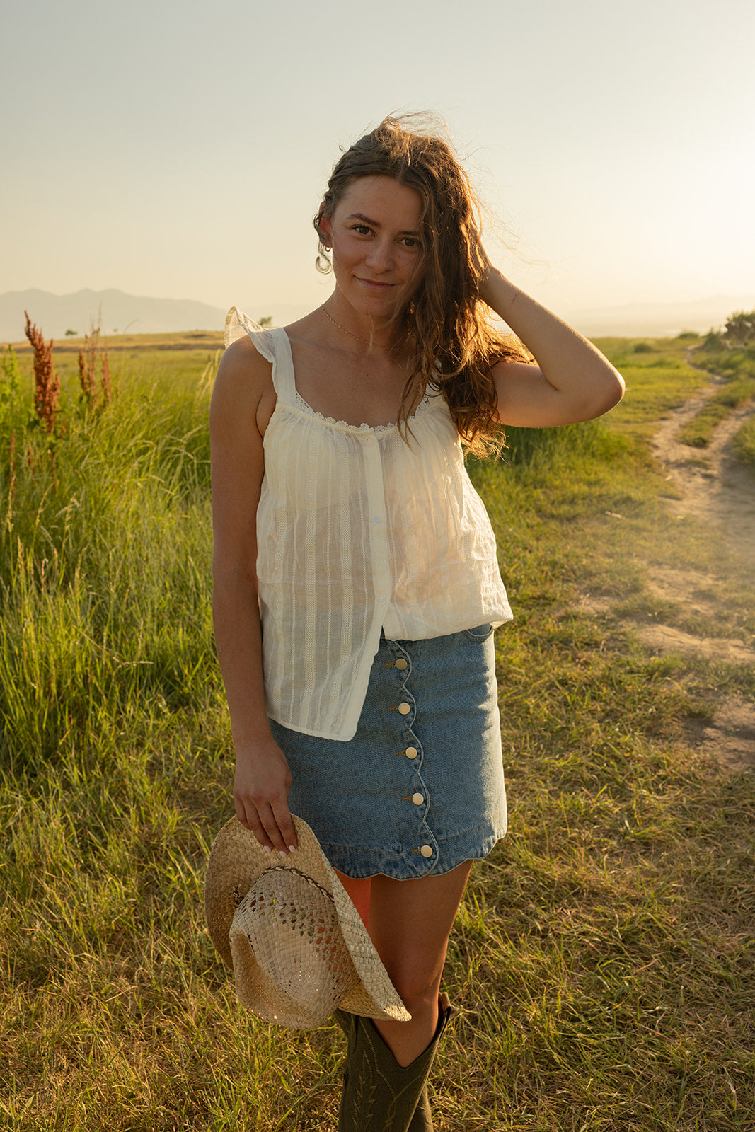 Lace Crochet Ruffled Buttoned Loose Fit Tank Top