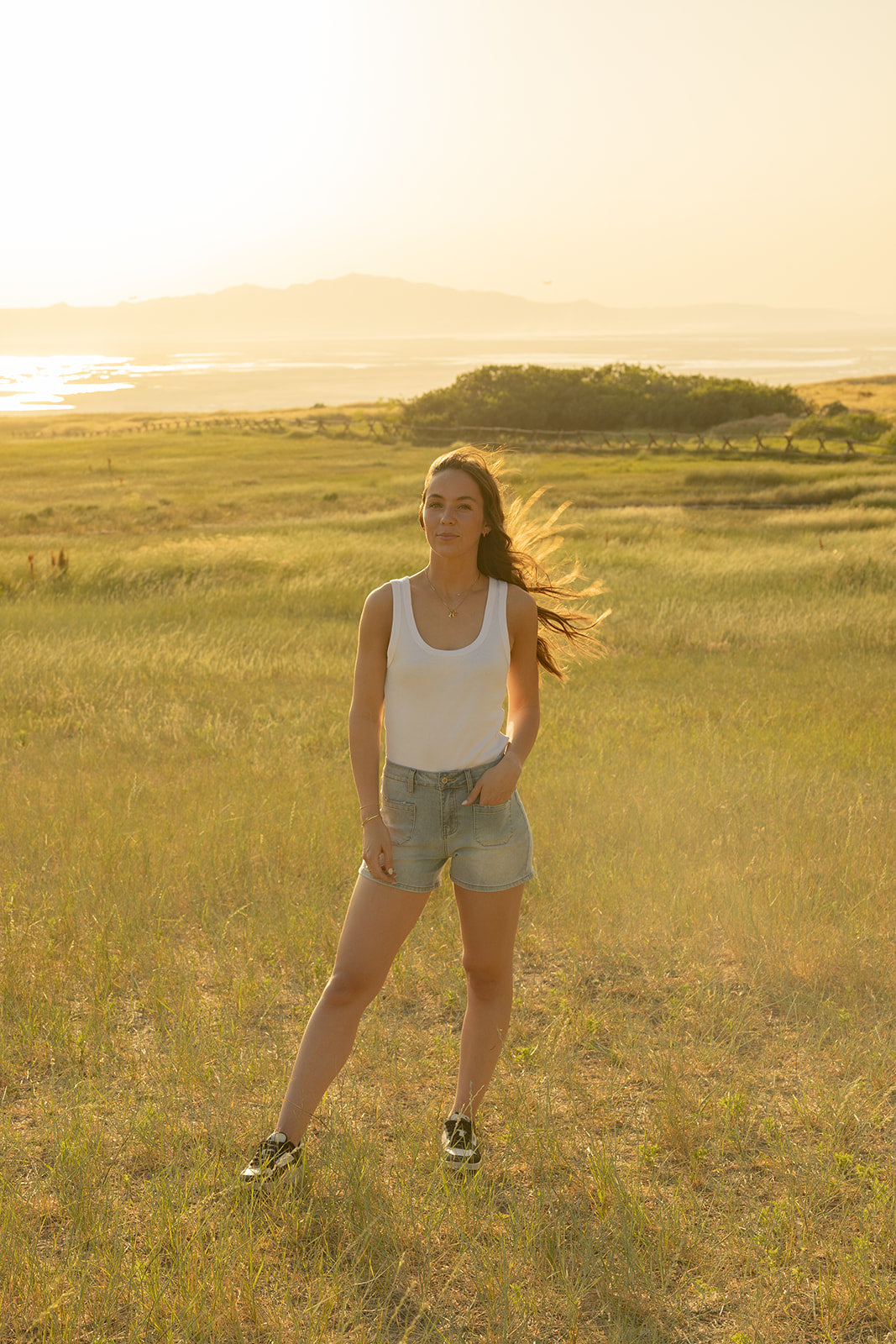 Light Wash High Rise Denim Shorts