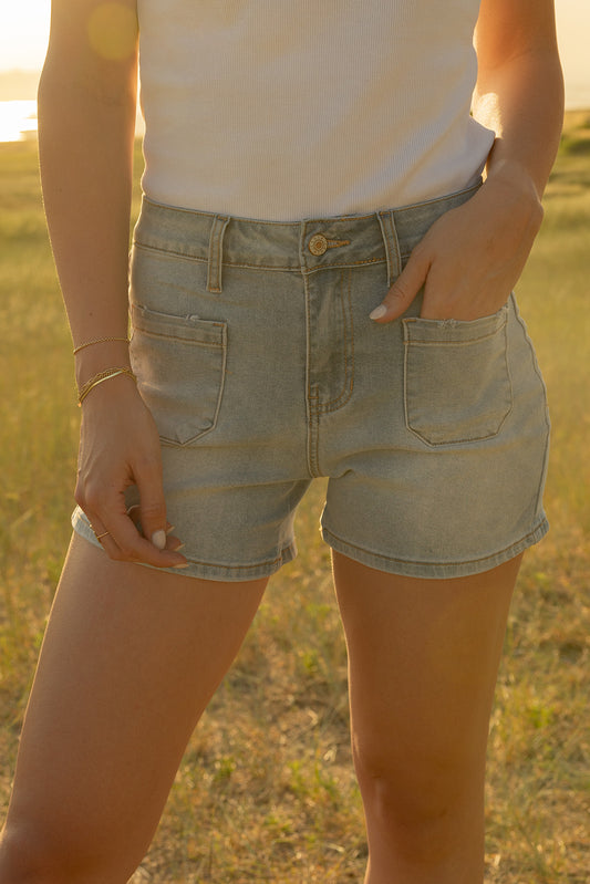 Light Wash High Rise Denim Shorts